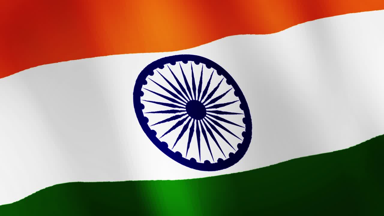 India flag waving, A flag animation background. Closeup Republic of India flag waving in wind video footage.