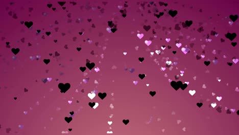 colorful heart particles flowing in the wind.