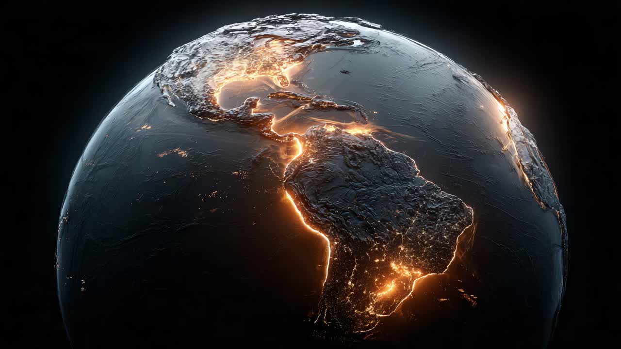 Illuminated Earth: A Nighttime View of the Americas Showcasing the Glow of Cities and Natural Landscapes Beneath the Stars in Stunning Detail