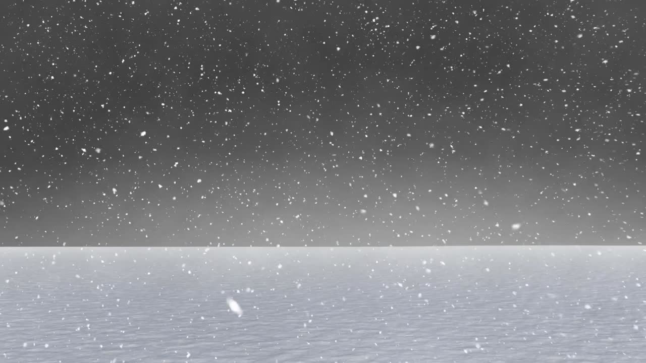 시골에 내리는 소나무와 눈의 애니메이션.