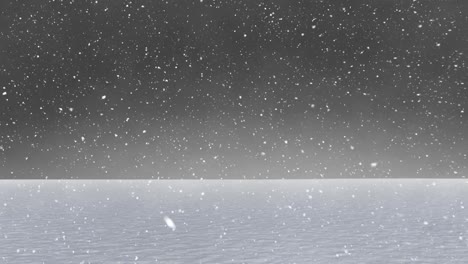 animation of fir trees and snow falling in countryside.