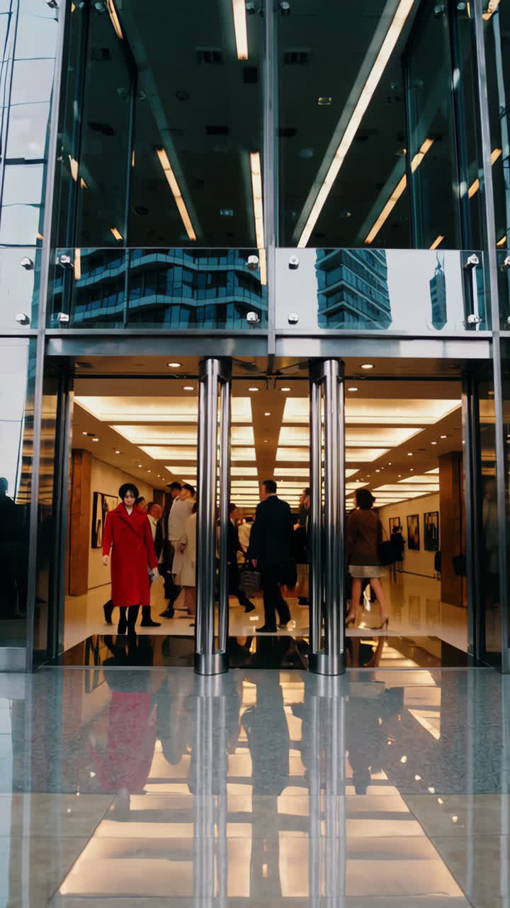 Modern Building Entrance with People