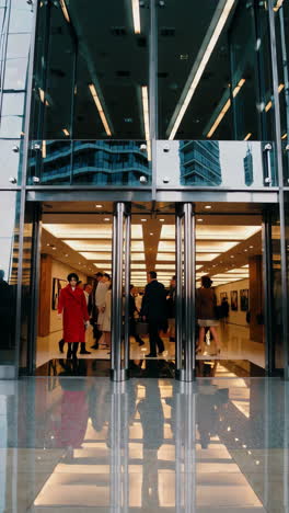 modern building entrance with people