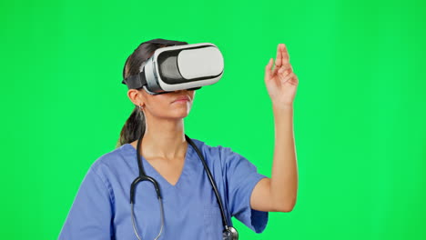 VR-headset,-healthcare-and-green-screen