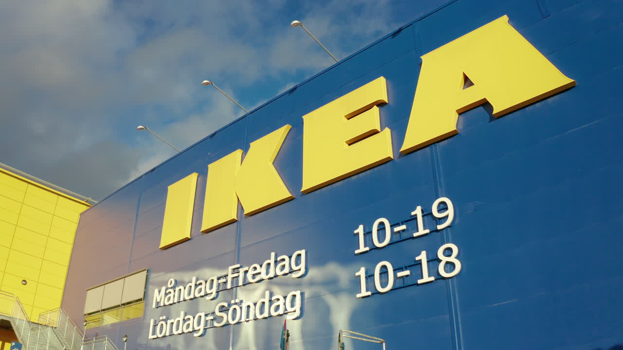 Evening sun hits an IKEA furniture store in Sweden