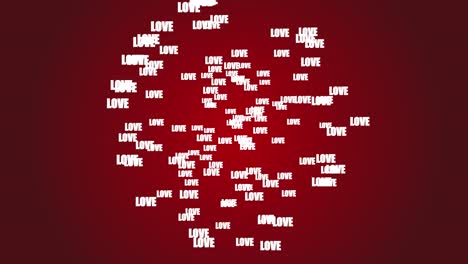 valentines day concept red background with spiraling love text