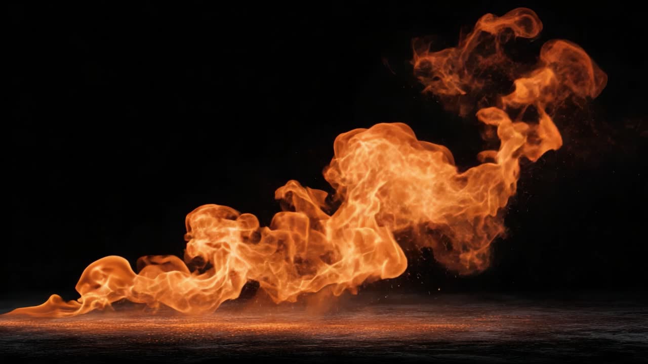 Immagini affascinanti di fuoco che scorre: Uno spettacolo mozzafiato di fiamme e dinamiche del fumo su sfondi scuri, che cattura l'essenza del calore e dell'energia.