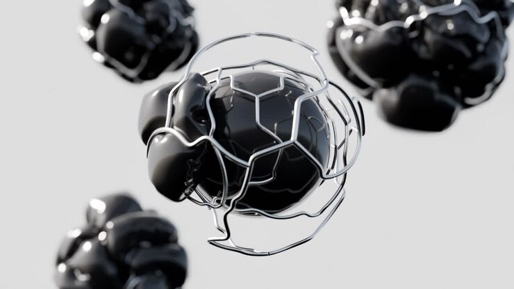 Render 3D astratto di forme geometriche nere