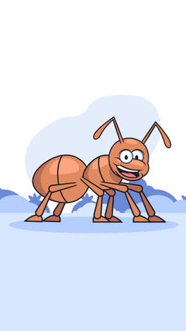 una animación de una ilustración de hormiga de dibujos animados dibujada a mano