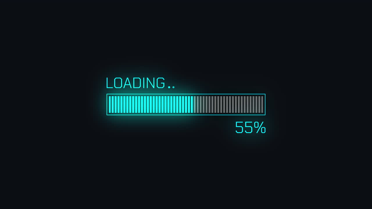Neon Blue Digital Loading Progress Bar Animation