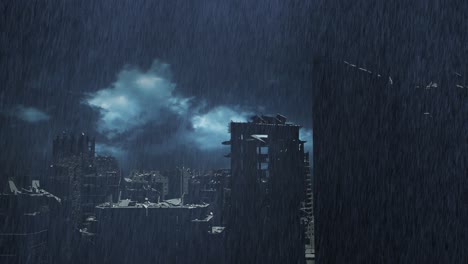 ciudad desolada en la lluvia