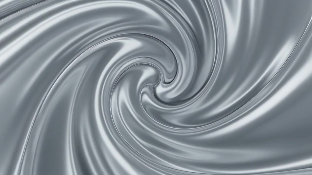 Metallo Liquido Argentato Astratto che Vortica con un Movimento a Spirale
