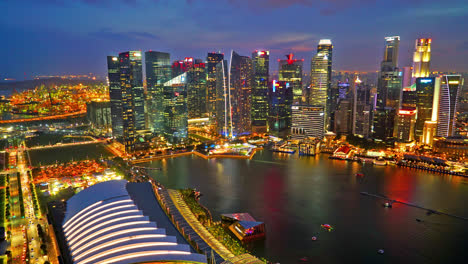 Lapso-De-Tiempo-Hermosa-Arquitectura-Edificio-De-Negocios-Paisaje-Urbano-De-La-Ciudad-De-Singapur