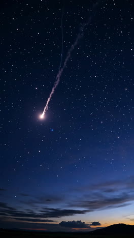 night sky with meteor shower