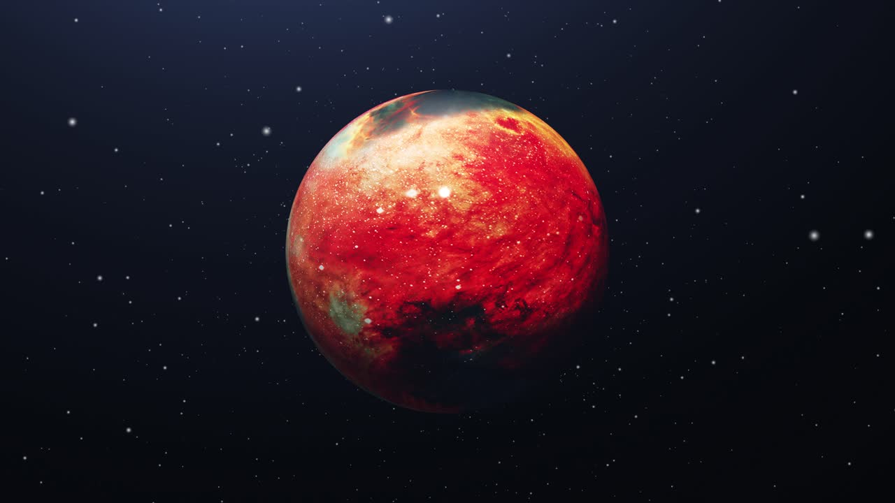4k red gas planet floating in deep space