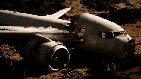 crash site of a military plane in the desert