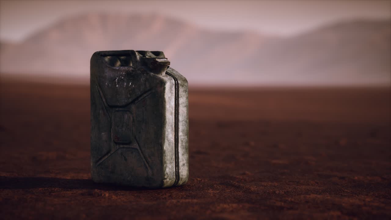 오래된 사막에서 녹은 연료 캔