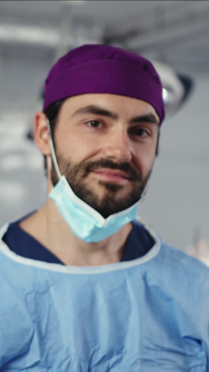Smiling surgeon in the operating room