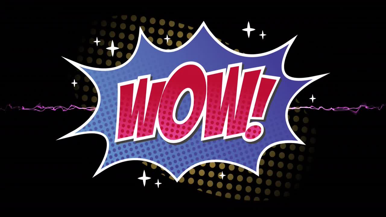 Hoạt ảnh chữ "wow" trên pháo hoa trên nền màu đen