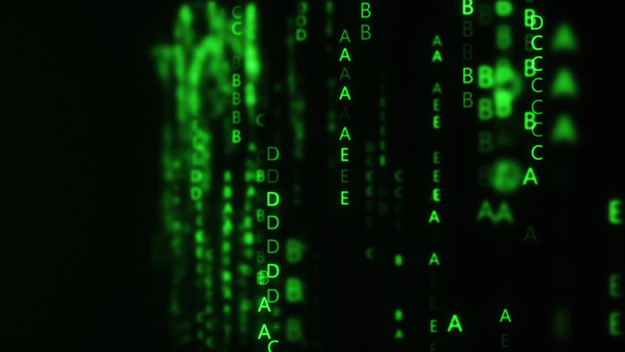Digital text code green color screen