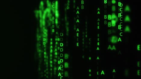 pantalla de color verde con código de texto digital
