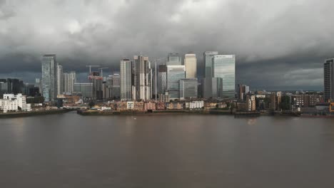 aerial view of canary wharf skyscrapers, london