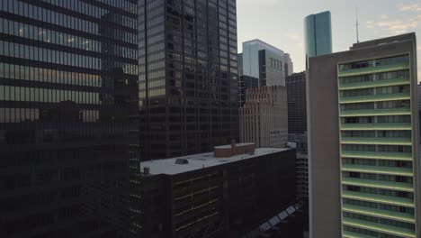 aerial - business district of houston at dusk
