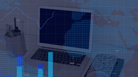 animation of data processing over laptop