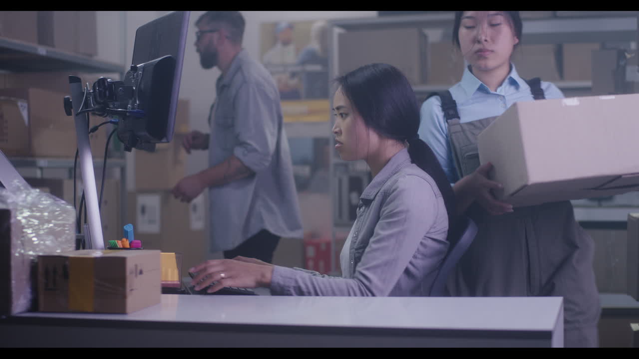 Warehouse workers processing orders