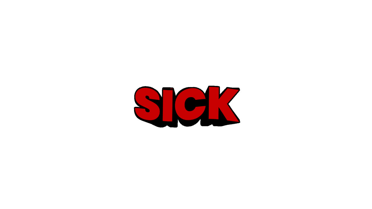 Dynamic Red SICK Text Animation with Star Effects