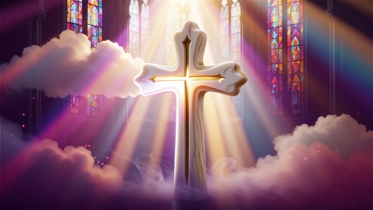 Christian Cross Heavenly Light Worship Background