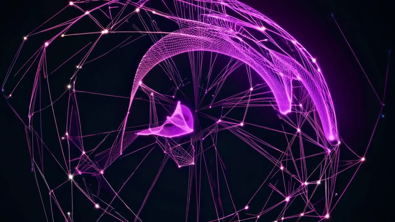 Abstract Digital Network Animation with Glowing Lines and Changing Colors