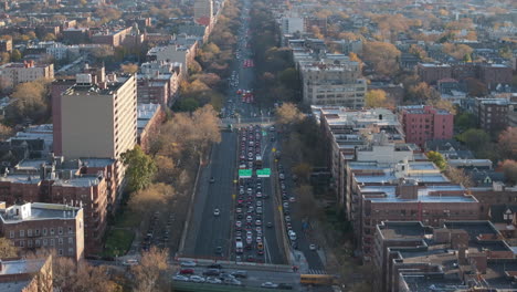 aerial view of ocean parkway in brooklyn. shot on an autumn day in new york city.