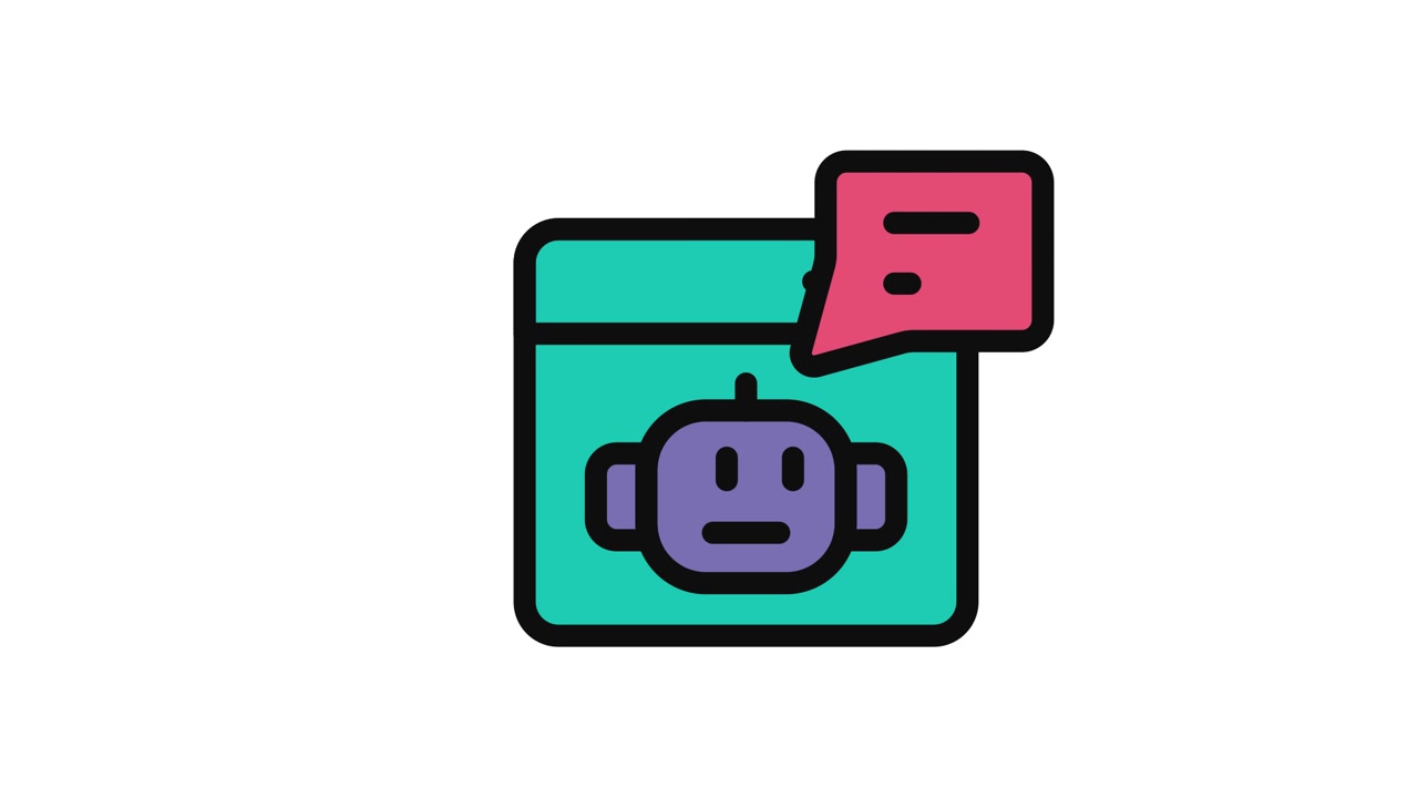 Animated Chatbot Icon with Speech Bubble Communication
