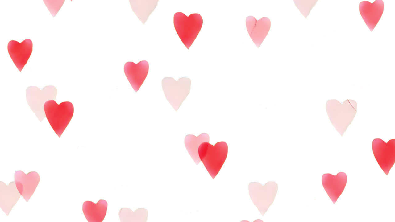 Pattern of red and pink hearts animated overlay, transparent 4K video, alpha channel, ProRes 4444