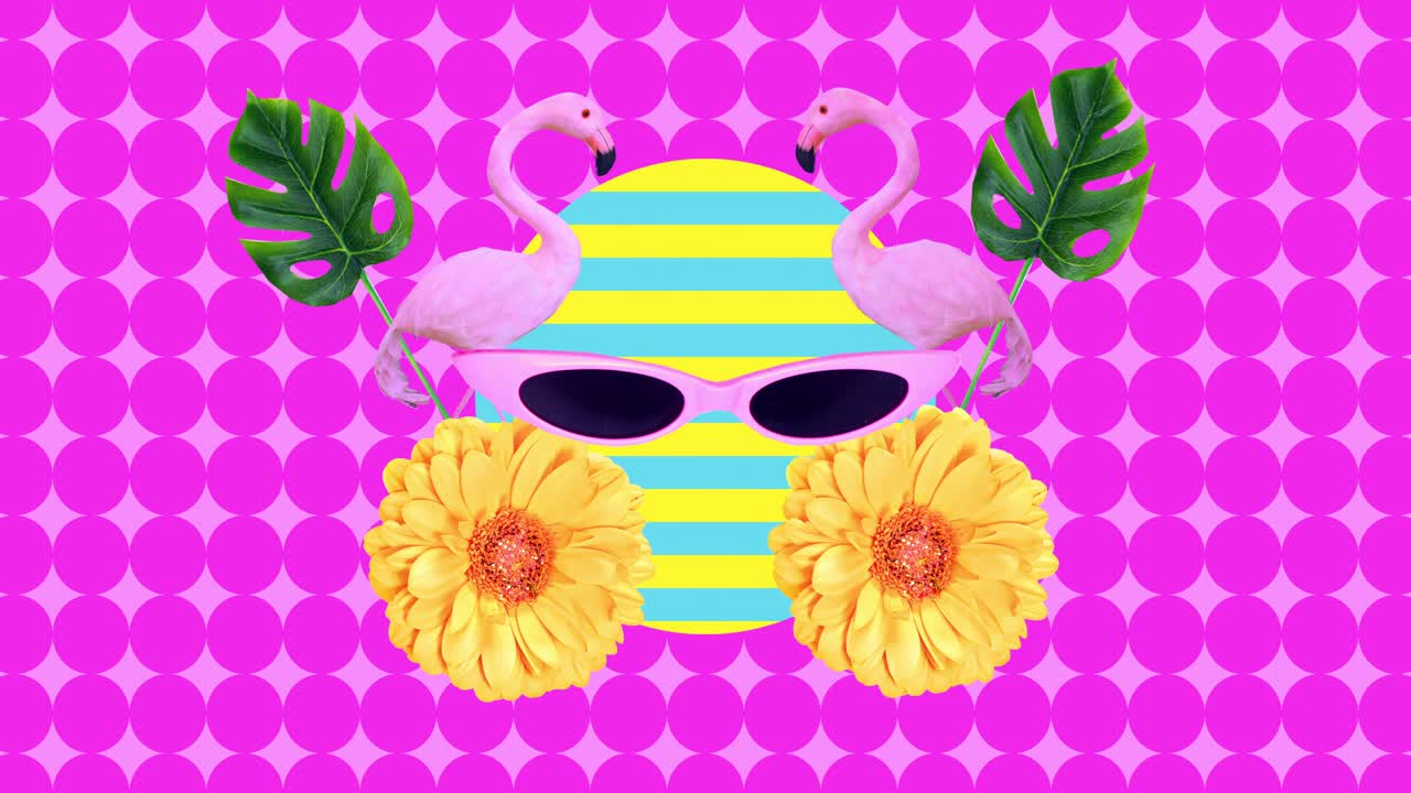 Animation gif design. Stylish sunglasses. Tropical beach summer mood