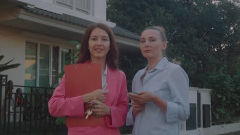 real estate agents presenting a property