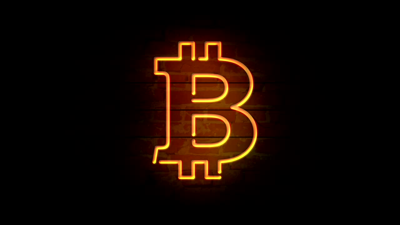 El signo de neón de Bitcoin