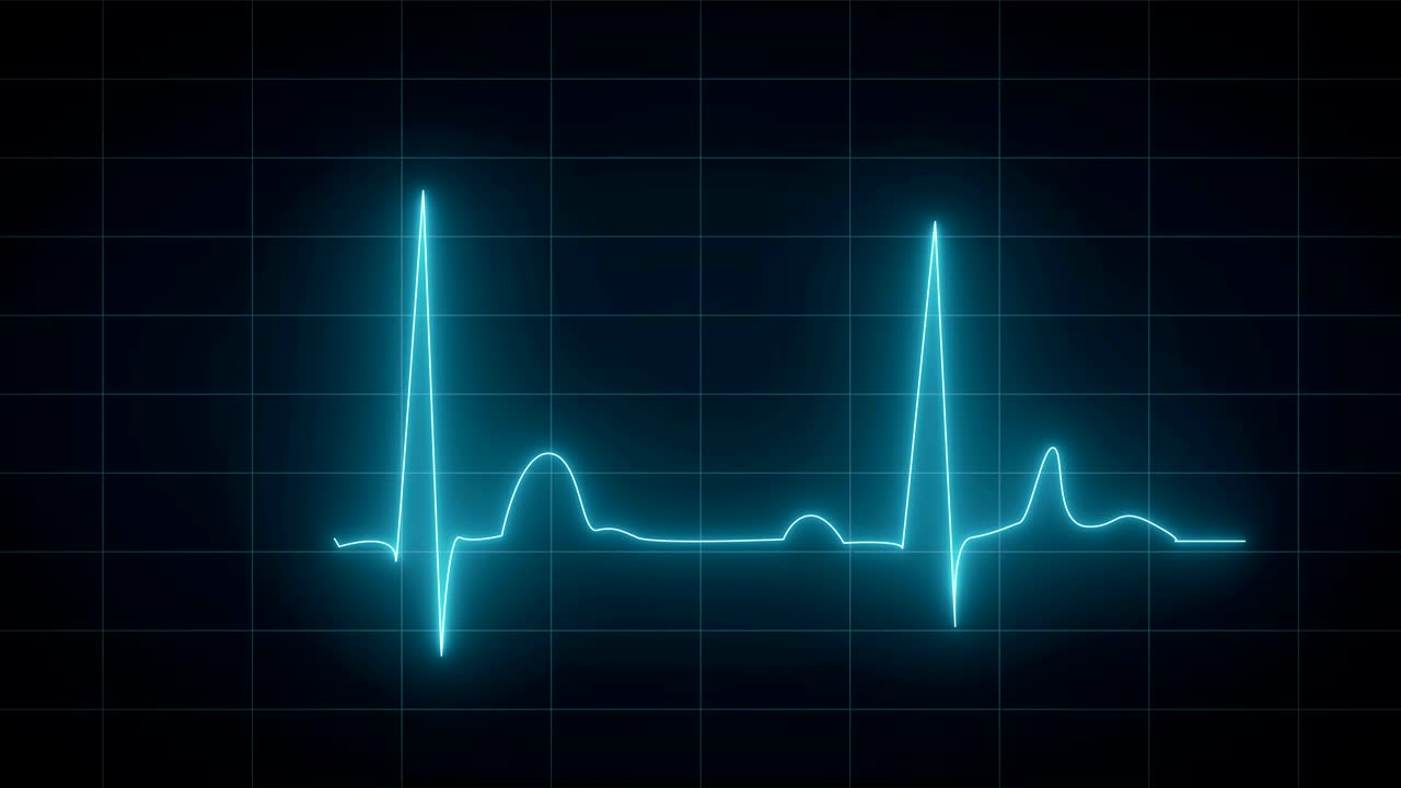 cardiograma de 4k - animación de ecg (azul) en bucle