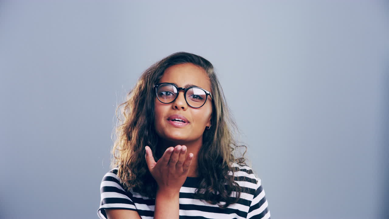 Smiling Woman in Striped Shirt
