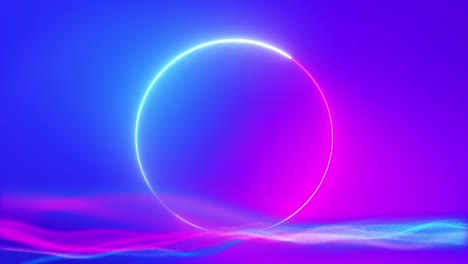 minimalist colorful blue pink and purple neon circles abstract motion background.