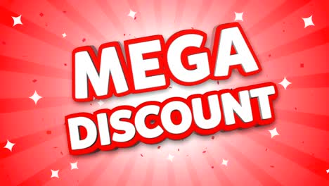 mega discount 3d text on falling confetti background.