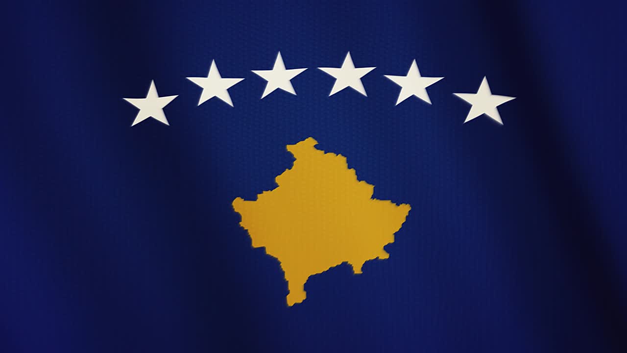 Kosovo flag waving animation. Full Screen. Symbol of the country