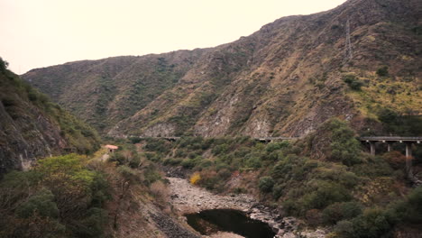 Panning-shot-of-a-valley-in-the-Andes-mountain-range-in-Argentina