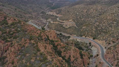 aerial moving up mountain on highway 89 winding switchbacks jerome az, 4k