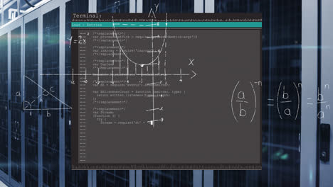 Animation-of-mathematical-equations-and-data-processing-over-server-room