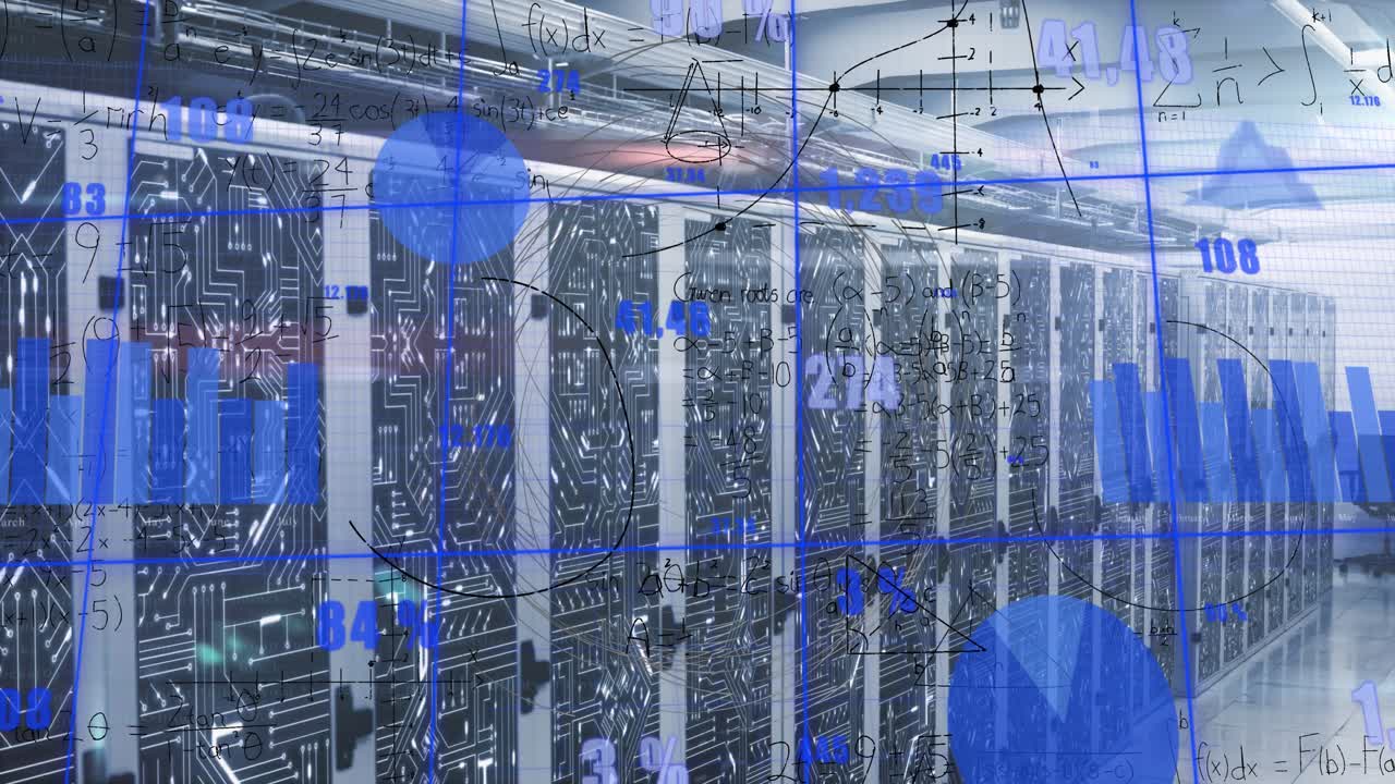 Animation of data processing over server room