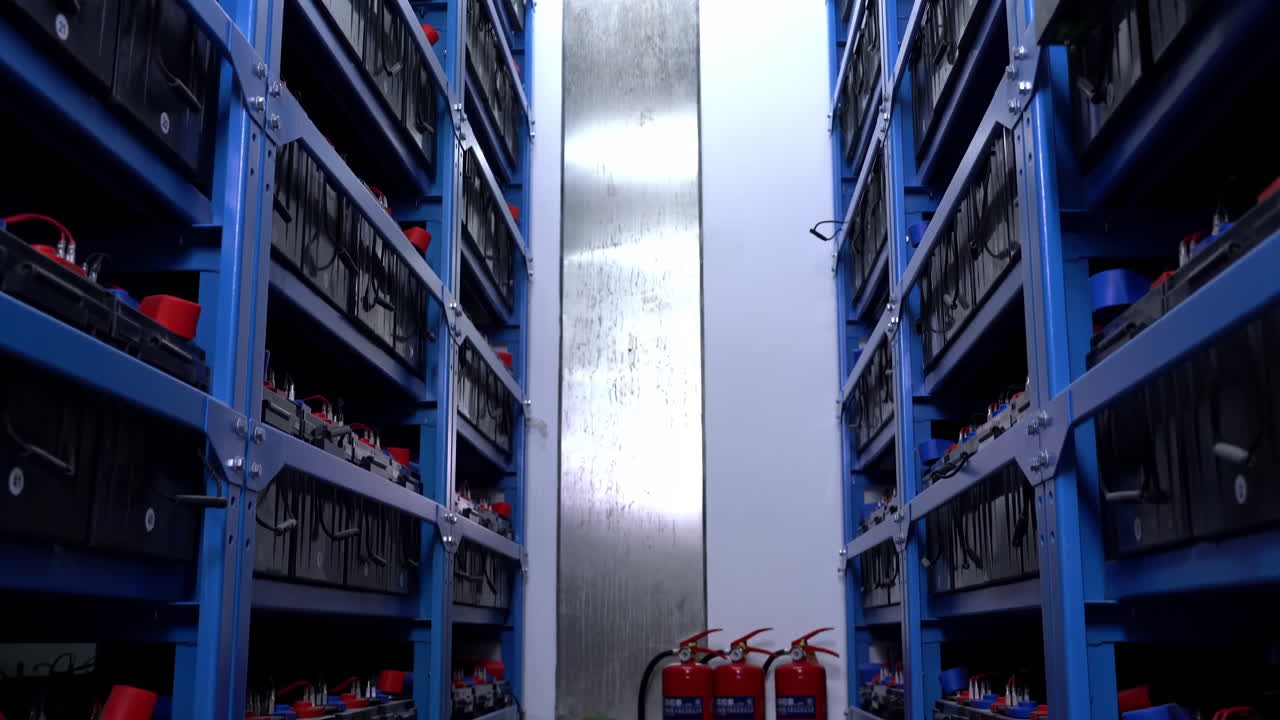 Exploring a high-tech data center room with rows of servers in a modern facility electronics industry network