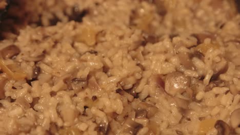 freshly cooked steaming chestnut mushroom risotto