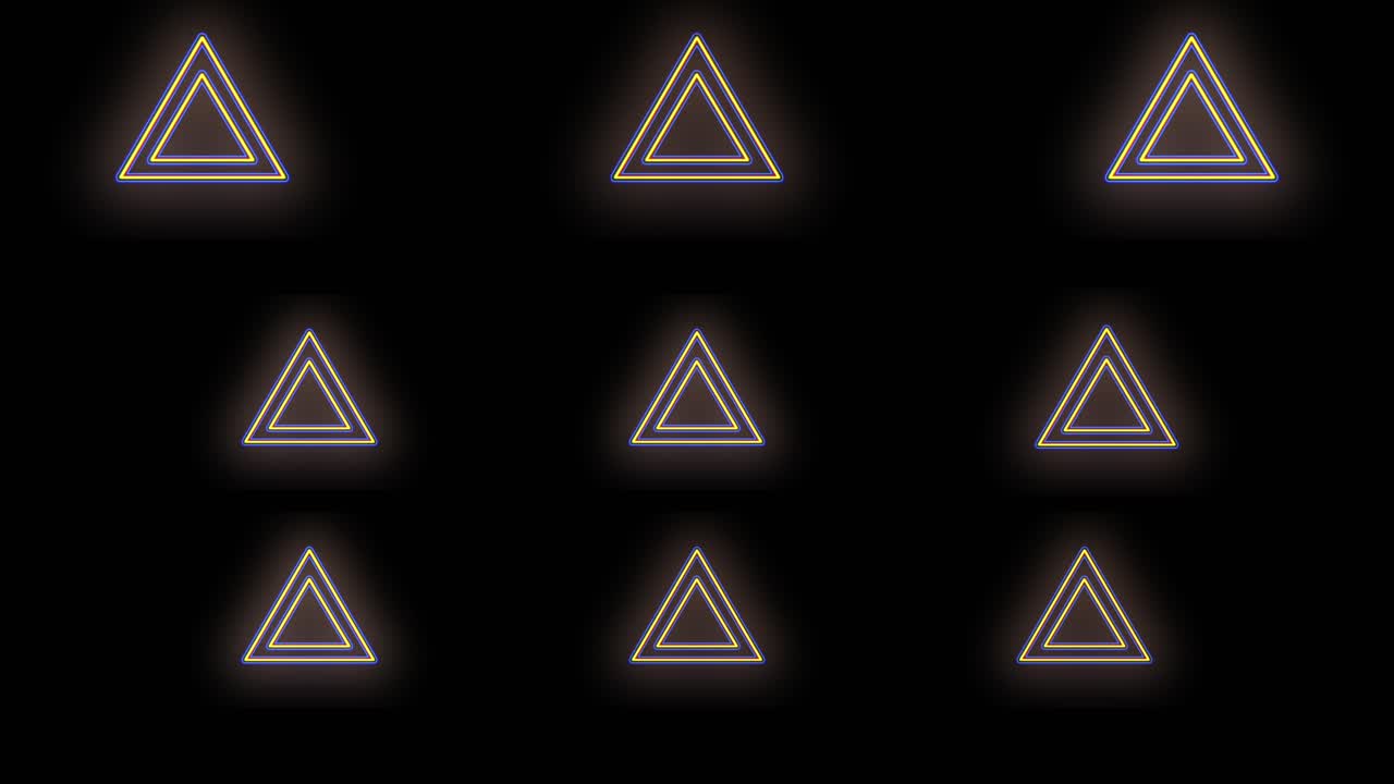 patrón de triángulos geométricos de neón con luz pulsante de neón